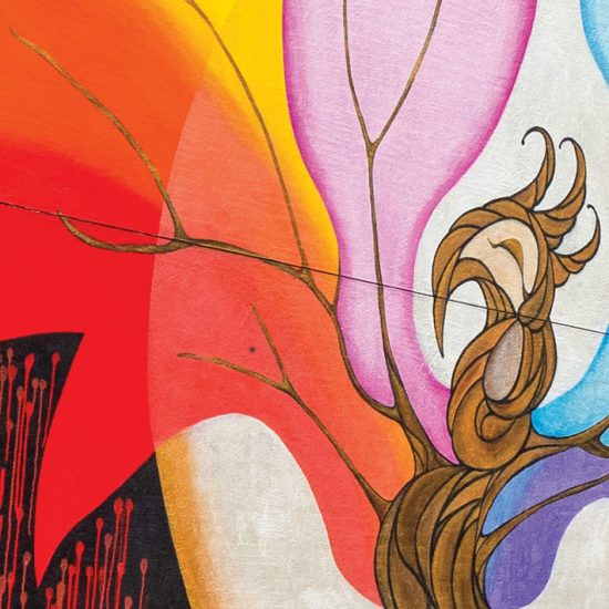 Colorful mural of bird
