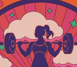 colorful illustration of women lifting weights
